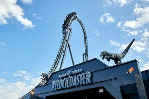 entrance of Jurassic World VelociCoaster at Universal’s Islands of Adventure