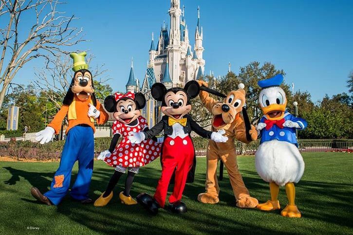 Disney characters at Disney World entrance - disney family holidays