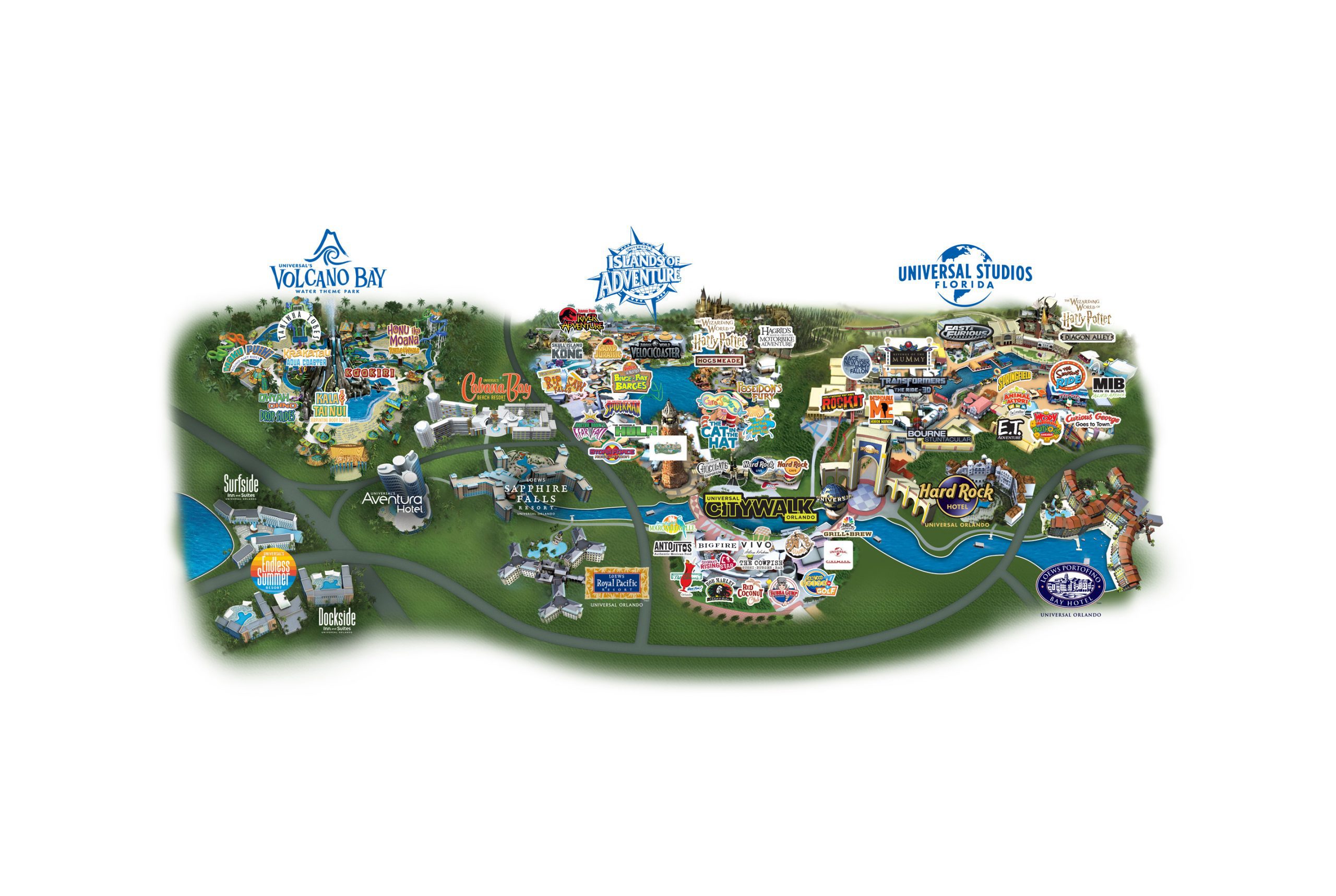 Universal Orlando Resort Tour - Map Scaled 
