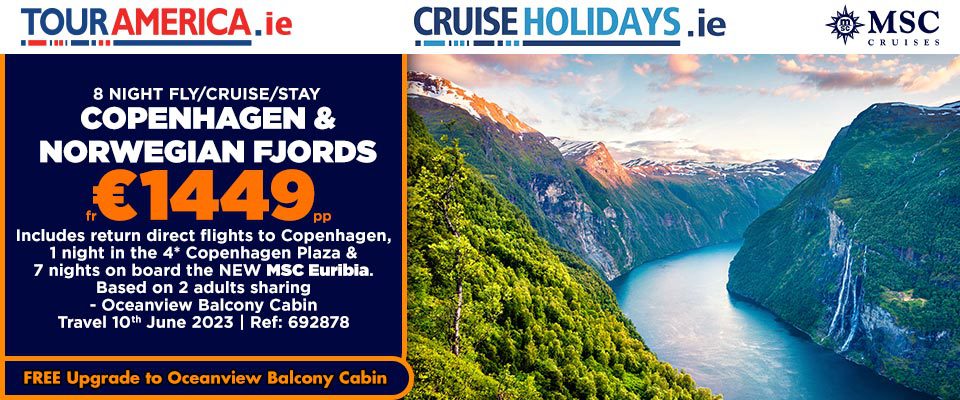 Cruise Holiday, MSC, Copenhagen, Norwegian Fjords, 1449 EUR PP