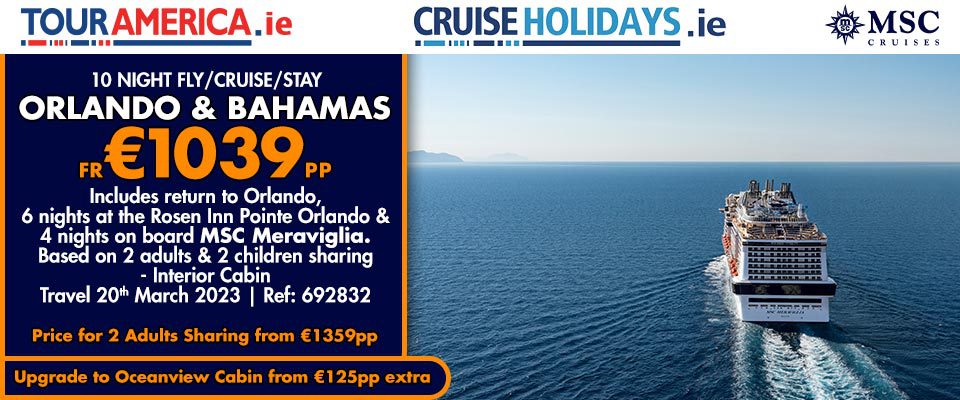 Cruise Holiday, MSC, Orlando & Bahamas 1039 EUR pp