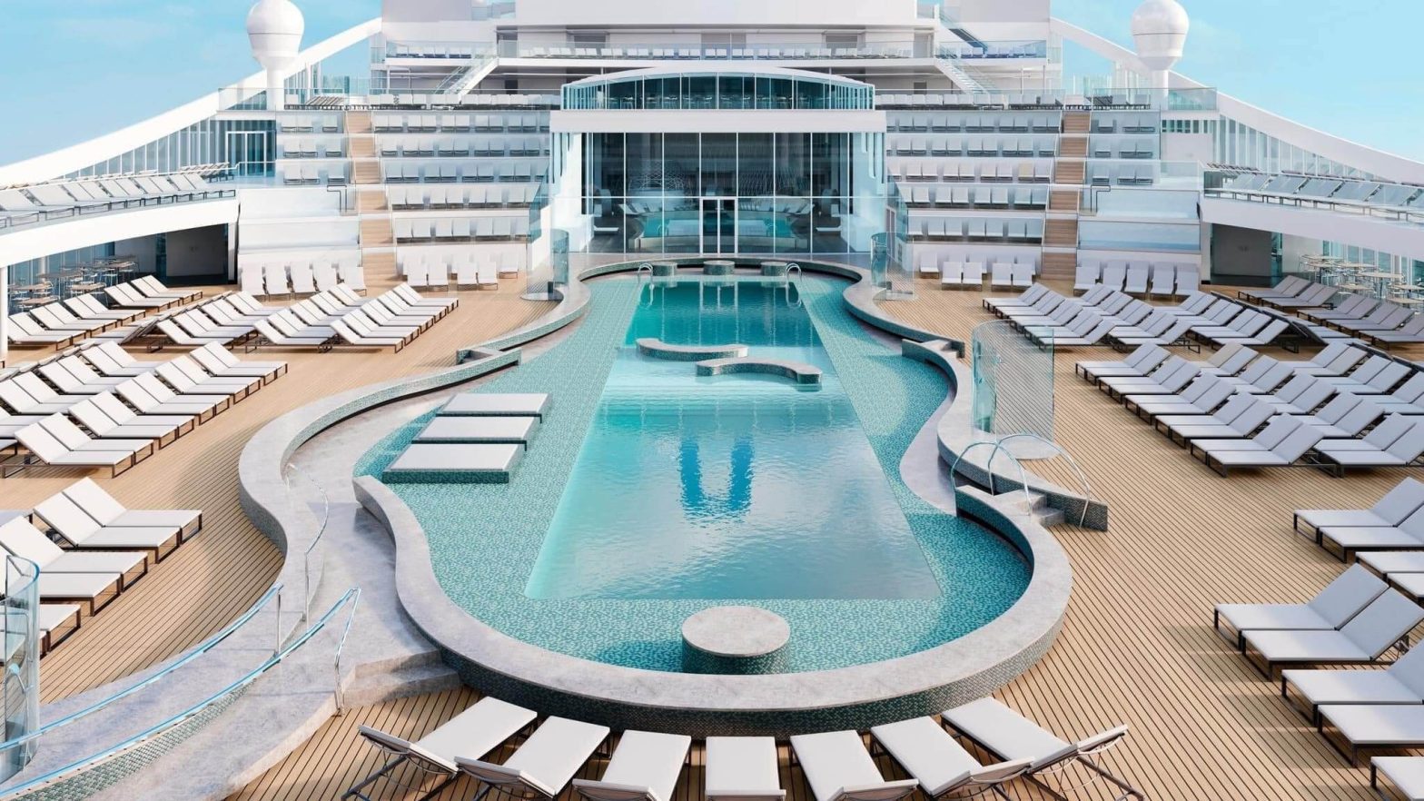 Top deck with Swimming pool | MSC World Europa Cruise Ship | Tour America